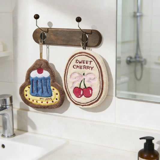 Cute Hanging Hand Towel Absorbent Thickened Kitchen Rag Bathrooms Towel High Appearance Coral Velvet Hand Towel Home Daily Use Peaceful Pleasures Health and Wellness