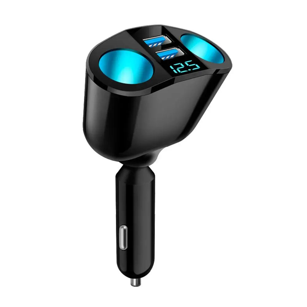 Car Cigarette Lighter 12V-24V Socket Splitter Blue Atmosphere Light PD QC3.0 2 USB Charger C Ports For Mobile Phone DVR Chargers Peaceful Pleasures Health and Wellness