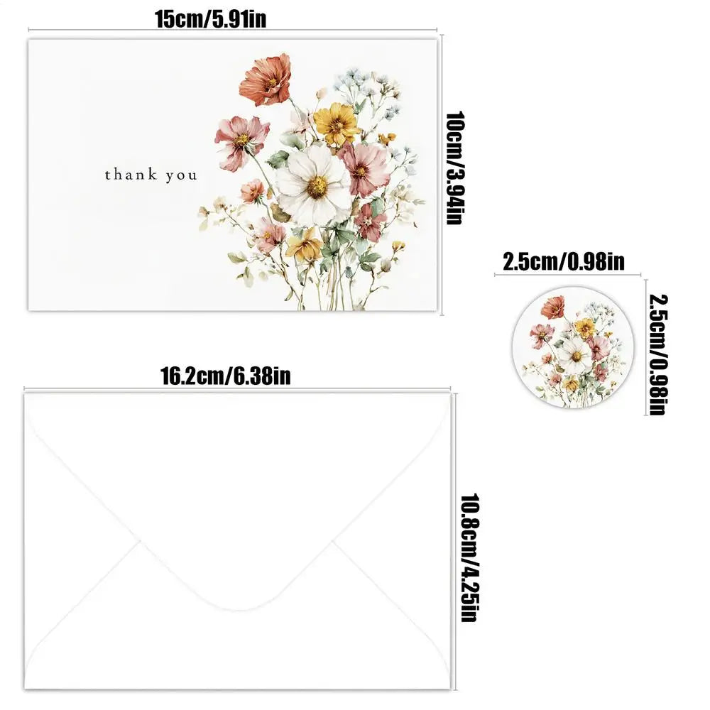 4-Pack Watercolor Floral Greeting Cards with Envelopes