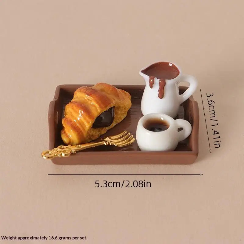 Miniature Coffee & Pastry Set | 1:12 Dollhouse Kitchen Accessory
