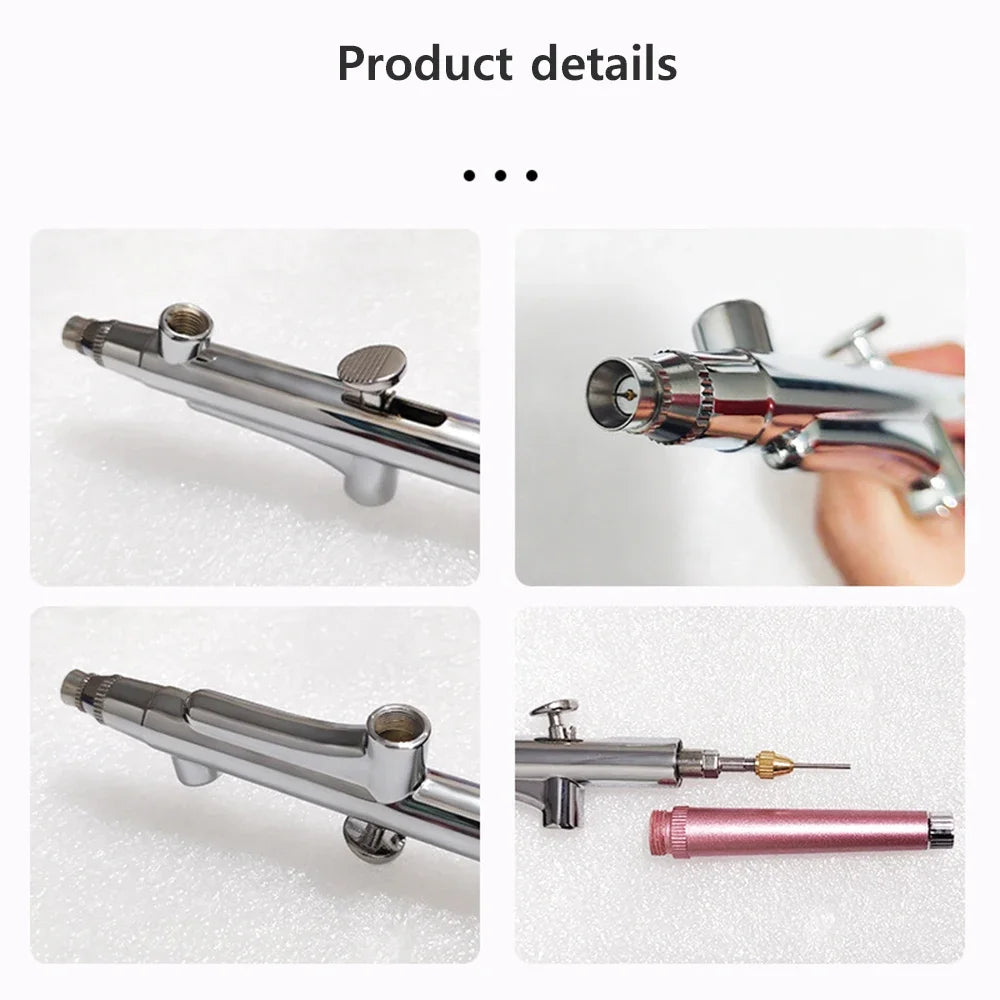 Portable Airbrush Head with 0.3mm Nozzle - Dual Action Spray Gun Adjustable Flow for Model Painting Nail Art Cake Decorating Peaceful Pleasures Health and Wellness