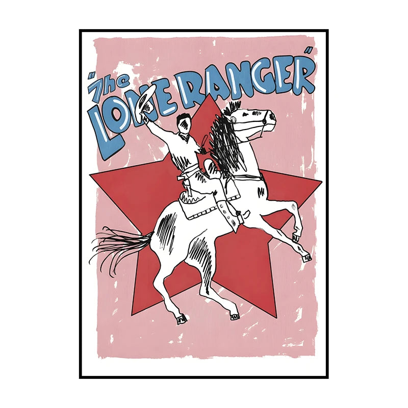 Western Cowboy Canvas Wall Art | Vintage Retro Poster Print