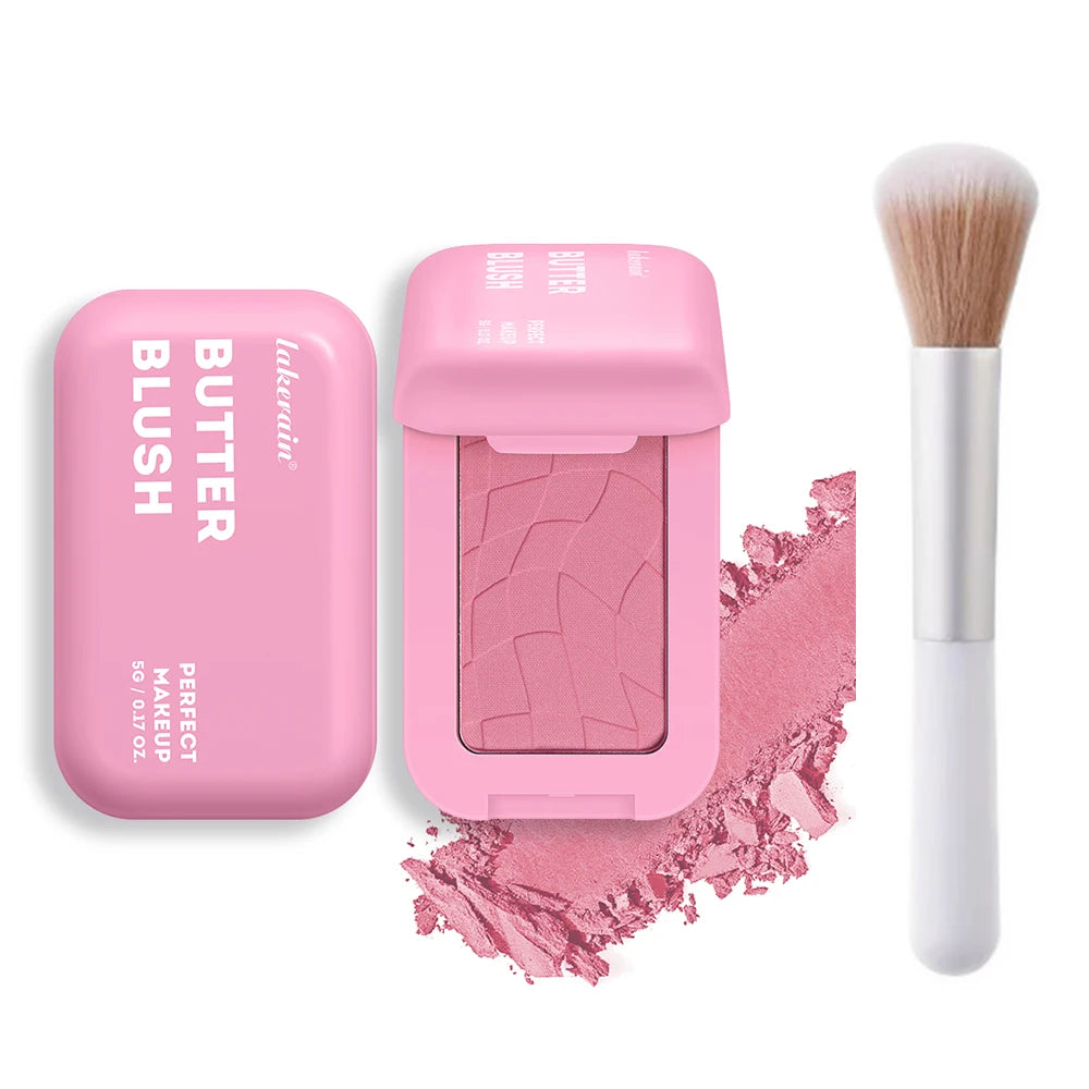 Professional Makeup Powder Blush 12HR Wear Vegan Formula Blusher Makeup Blush in Bar Cosmetics Palette Powder Pink Cream Face Peaceful Pleasures Health and Wellness color2 and brush