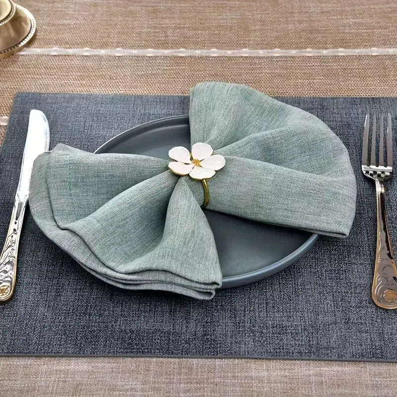 White Plumeria Floral Napkin Rings | Elegant Table Decor