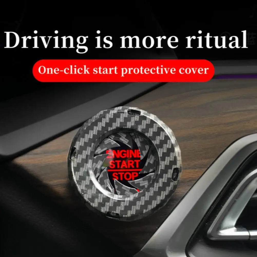 Push Start Button Cover Carbon Fiber Push Start Button Ignition Protective Cover Interior Start Stop Button Cover Car Decoration Peaceful Pleasures Health and Wellness