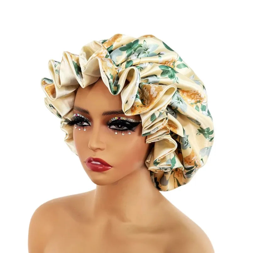 Large Satin Sleep Bonnet Cap – Silky Night Hair Cover Women