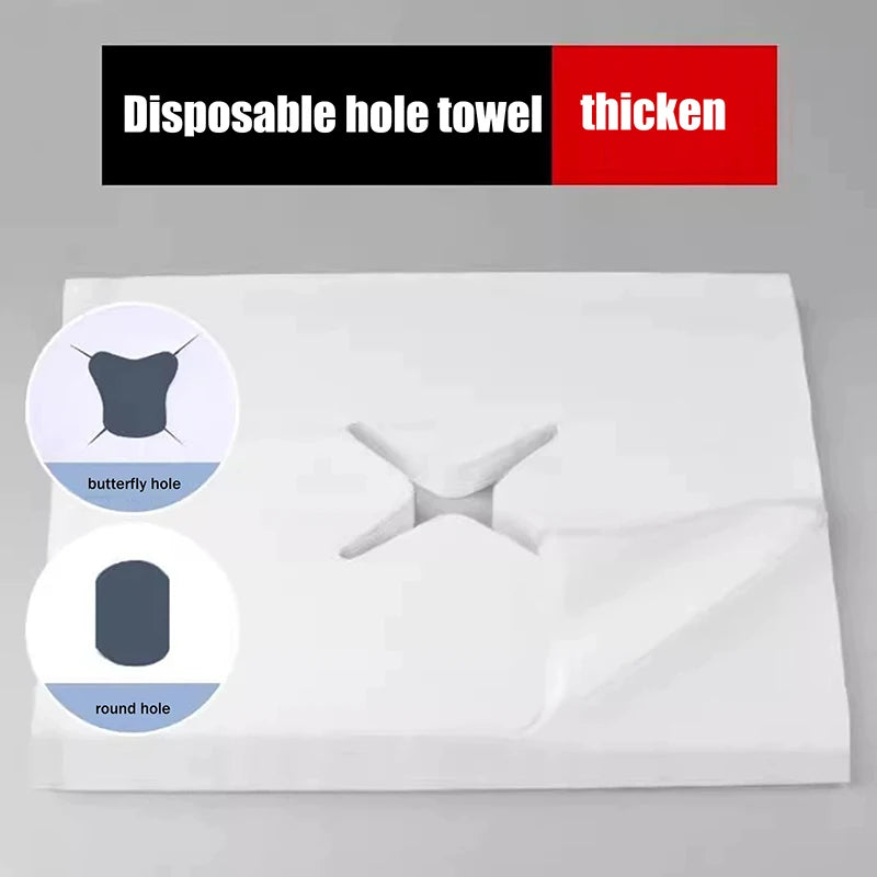 100pcs Disposable Beauty Salon Face Towel With Hole For Face Lying Pillow Massage Bed Hole Cross Lightweight Breathable Face Peaceful Pleasures Health and Wellness