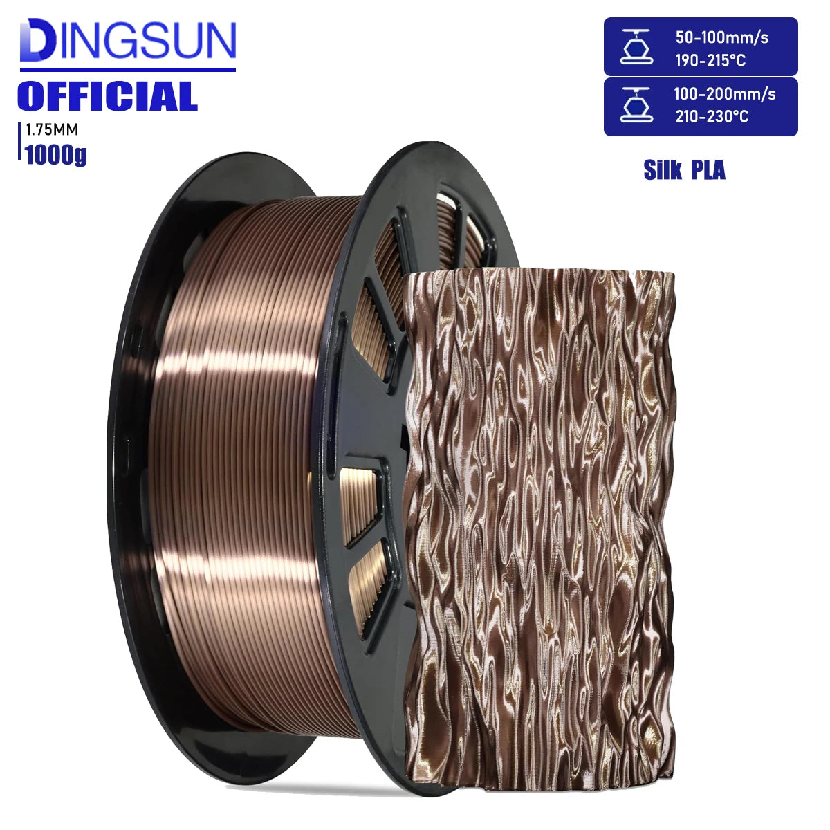 Silk PLA Filament 1.75mm | Metallic Shiny 3D Printer Filament 250g