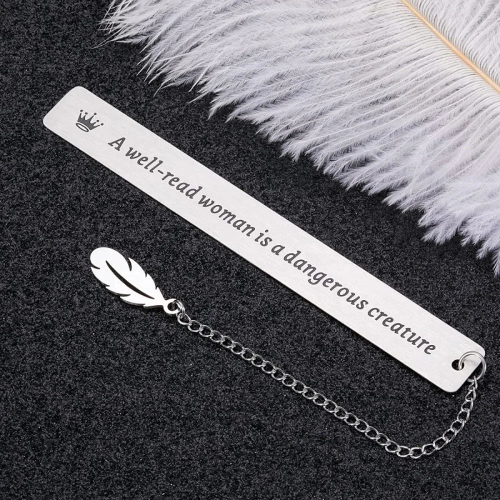 Exquisite Stationery Retro Bookmark Book Label Leaf Pendant Metal Bookmark Cameo a Well-read Woman Page Mark Reading Accessories Peaceful Pleasures Health and Wellness