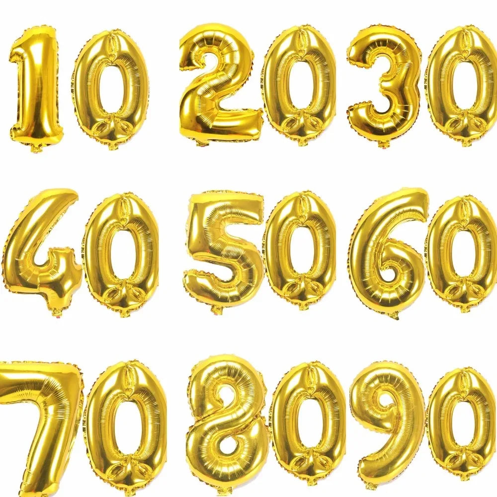 40" Giant Number Balloons – Birthday & Anniversary Gold/Silver