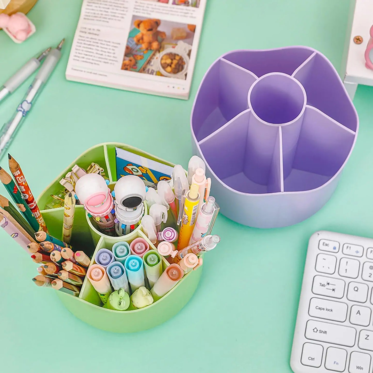 Rotating Pen Holder Organizer 360 Degree Spinnings Desktop Storage For Pens Markers Brushes, Space Saving Desk Organizer Peaceful Pleasures Health and Wellness