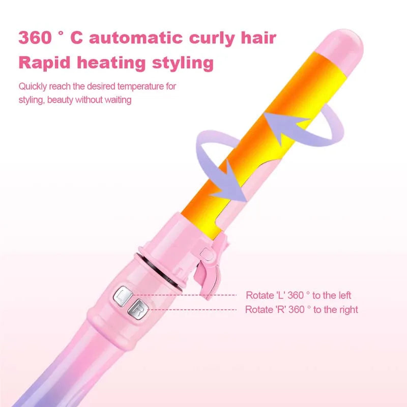 New Hot Curling Iron Hair Iron Selling Ceramic Barrel Automatic Rotating Curling Wands Waver Hair Styling Hair Curlers Peaceful Pleasures Health and Wellness