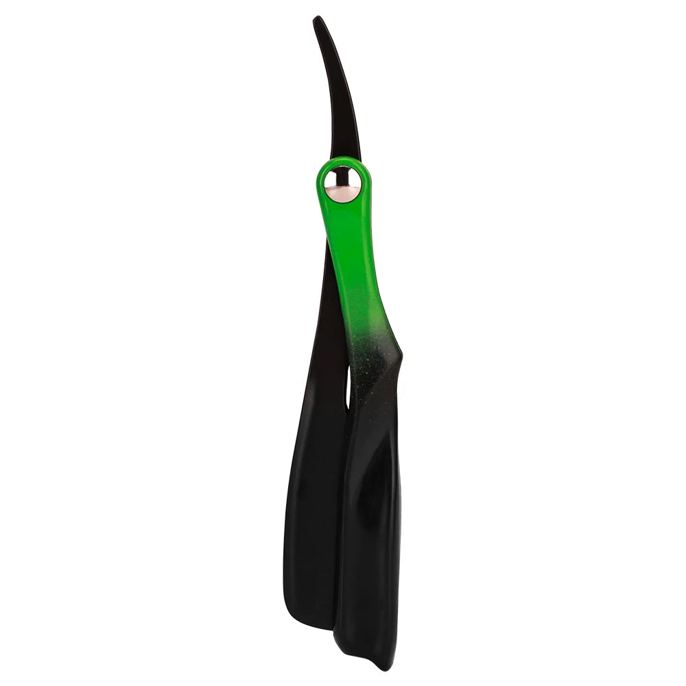 Gradient Gold Handle Magnetic Suction Straight Edge Razor, Portable Foldable Replaceable Blade Shaving Knife For Salon & Travel Peaceful Pleasures Health and Wellness green
