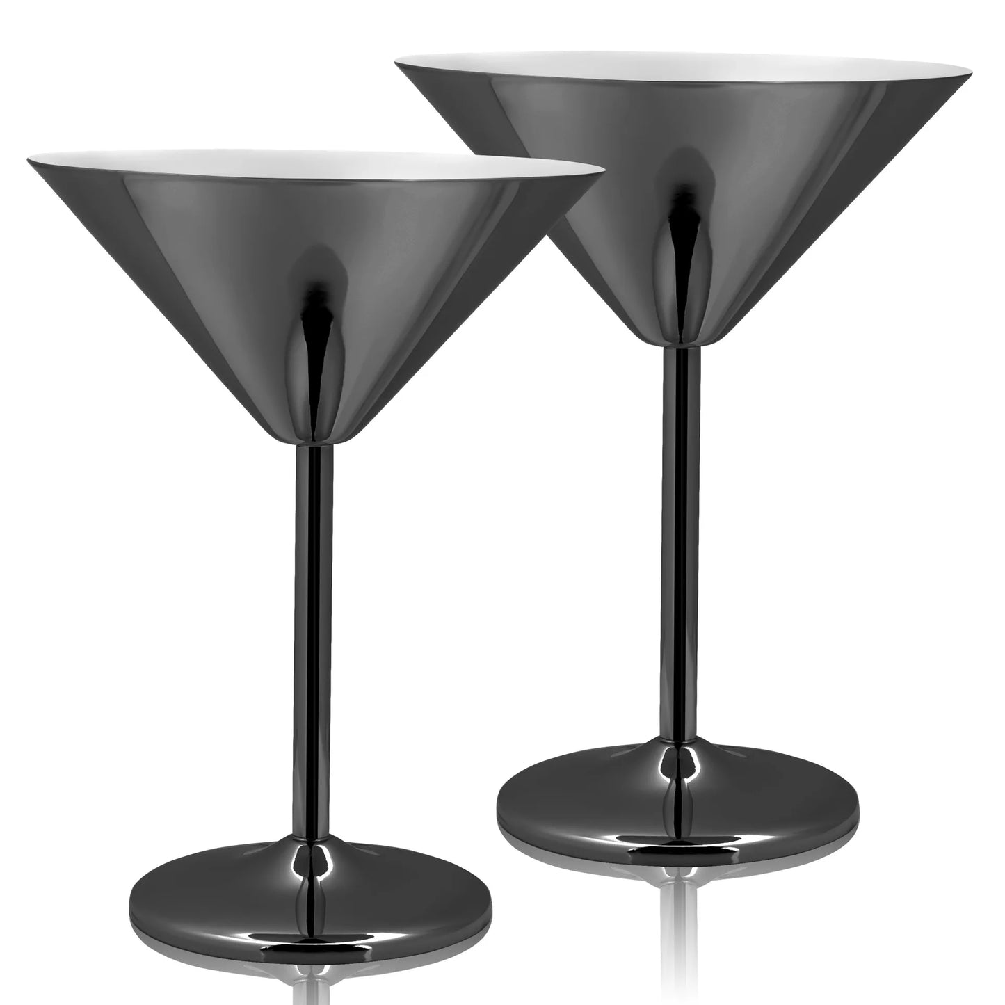2PCS 304 Stainless Steel Martini Cocktail Glass Champagne Goblet Wine Cup Rose Gold Personalized Design Metal Utensils Peaceful Pleasures Health and Wellness Black 2PCS
