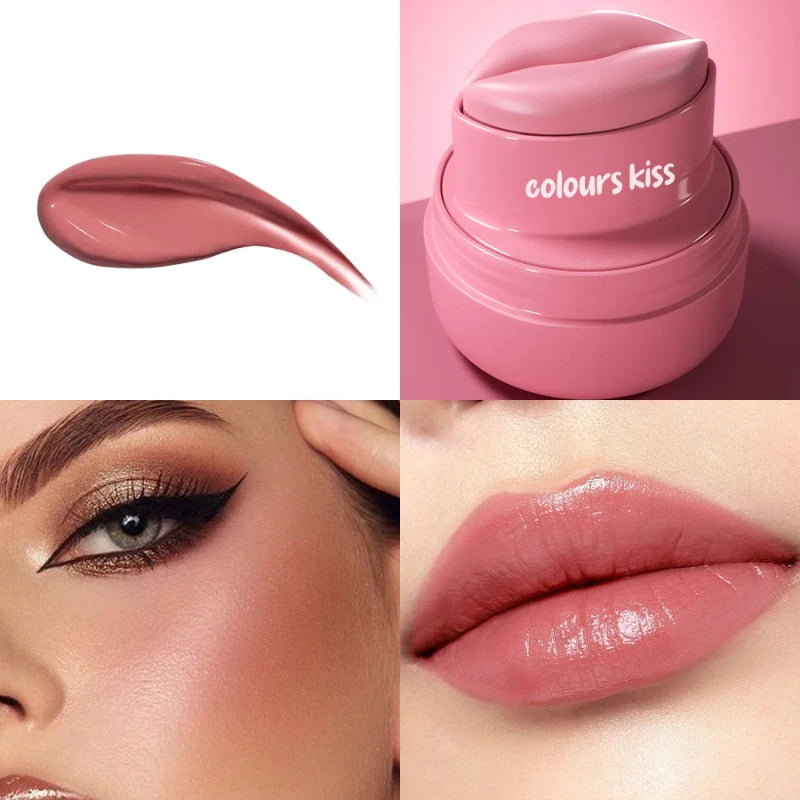 Multicolor Lip Cheek Tint Balm 2-in-1 Cheek Dual Purpose Lipstick Cute Round Jar Long Lasting Natural Moisturize Makeup Lipstick Peaceful Pleasures Health and Wellness 03