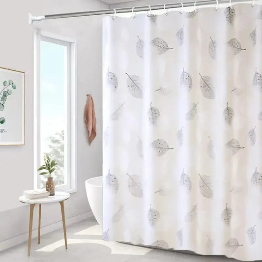 PEVA Leaf Shower Curtain – Waterproof & Rustproof Hooks Shower Curtain Peaceful Pleasures Health and Wellness Leaves 100X180cm