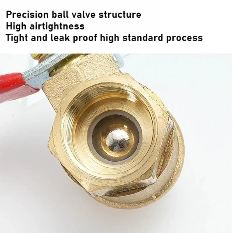 Pneumatic Copper Ball Valve – Red Handle Threaded Female 1/4"