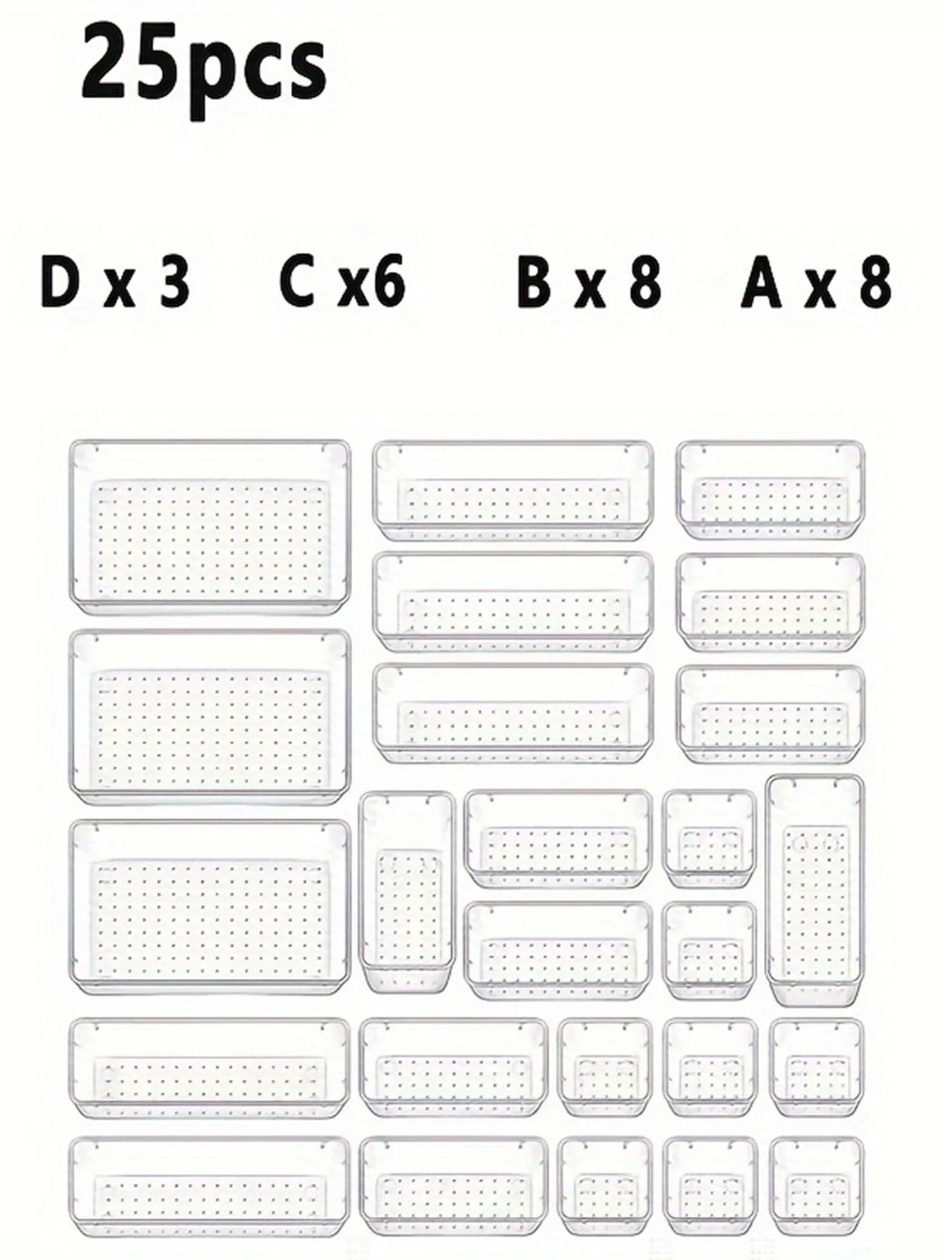25-Piece Drawer Organizer Set – Modular Clear Dividers Home Organization Peaceful Pleasures Health and Wellness United States 25pcs