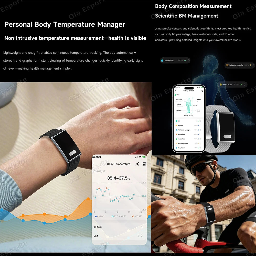ECG Smart Bracelet Heart Rate Sleep 5ATM Waterproof Fitness Watch 2026 New NO Screen Smartwatch Men Women Health Sport Wristband Peaceful Pleasures Health and Wellness