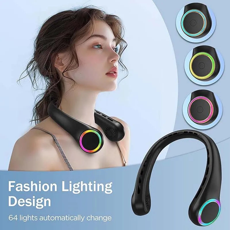 Portable Neck Fan 360° Cooling 4000mAh USB Rechargeable Wearable Fan for Travel, Birthday Gifts for Men Women Mom and Dad Peaceful Pleasures Health and Wellness