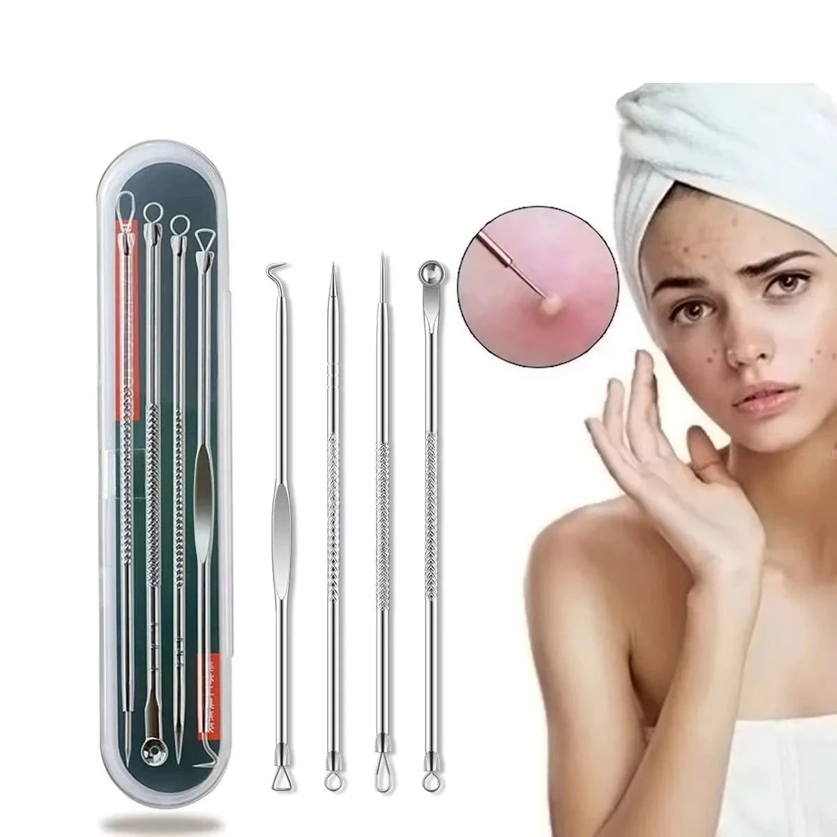 Multifunctional Blackhead Removal Kit Including Acne Needle Facial Pore Cleanser Dark Spot Cleaning Skin Care Tool 4 Piece Set Peaceful Pleasures Health and Wellness