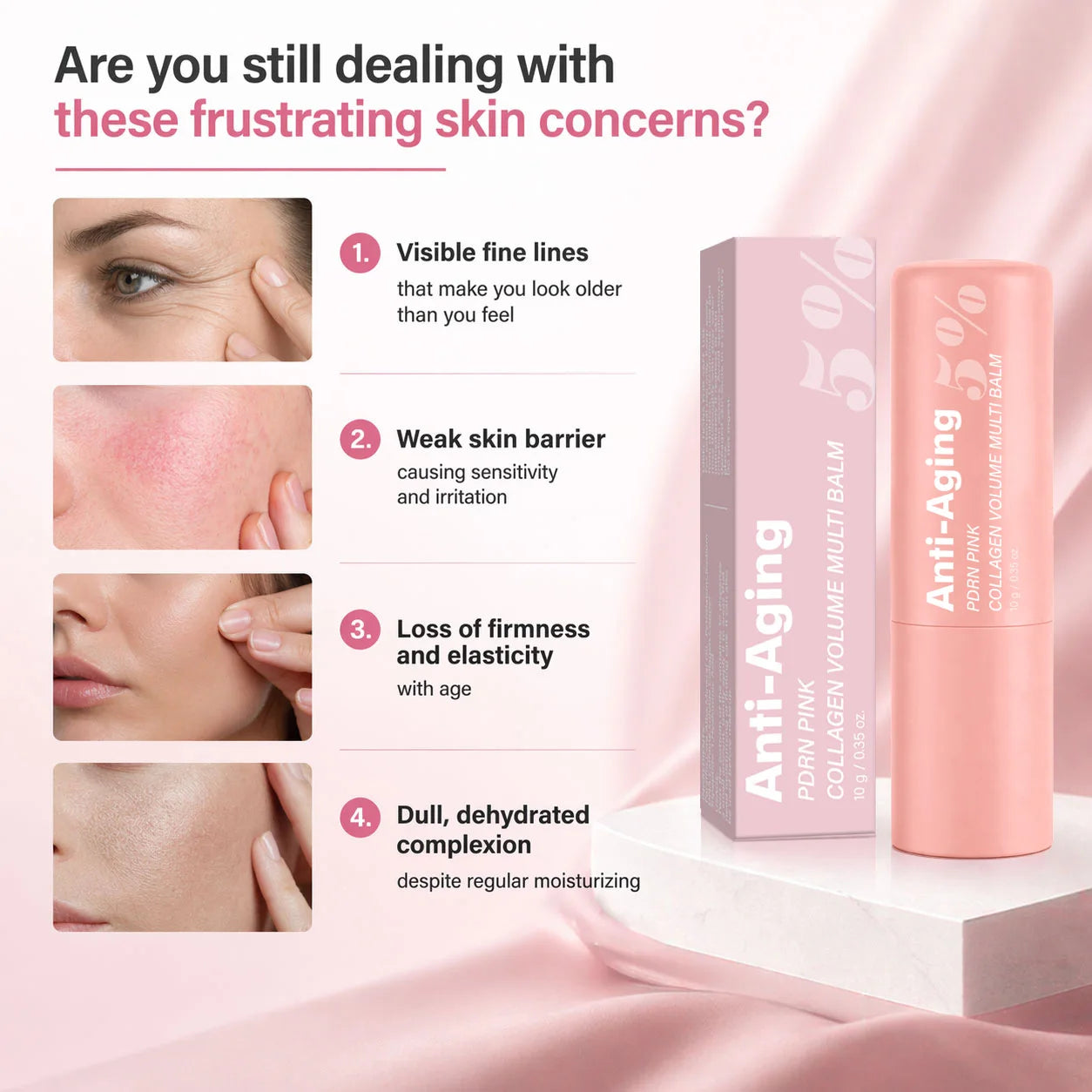 PDRN Pink Collagen Volume Multi Balm, All In One Volufiline, PDRN& NAD Stick ,Helping Look of Fine Lines, Firming Care,Lip Care Peaceful Pleasures Health and Wellness