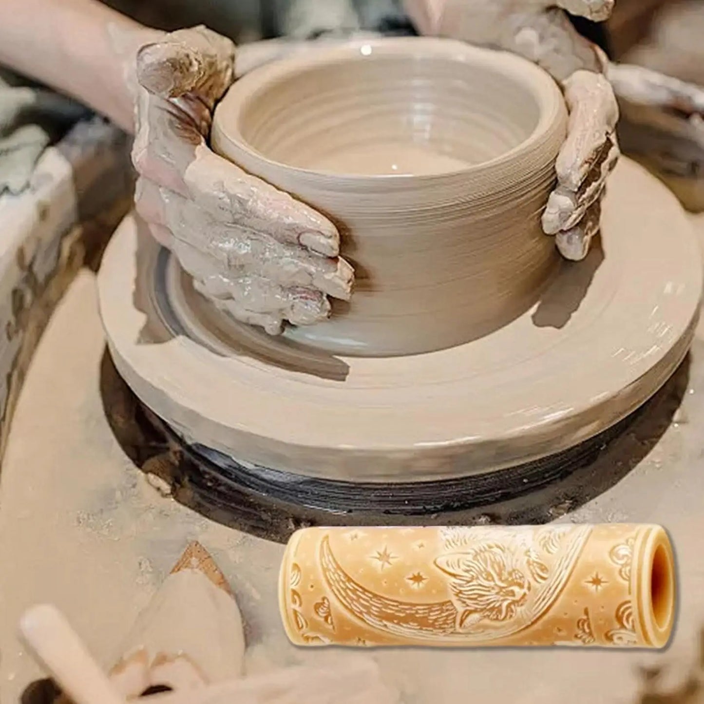 Clay Texture Roller with Patterns - Pottery & Polymer-Clay Tools for Adults Kids, Creative Ceramic Embossing Art Craft Supplies Peaceful Pleasures Health and Wellness