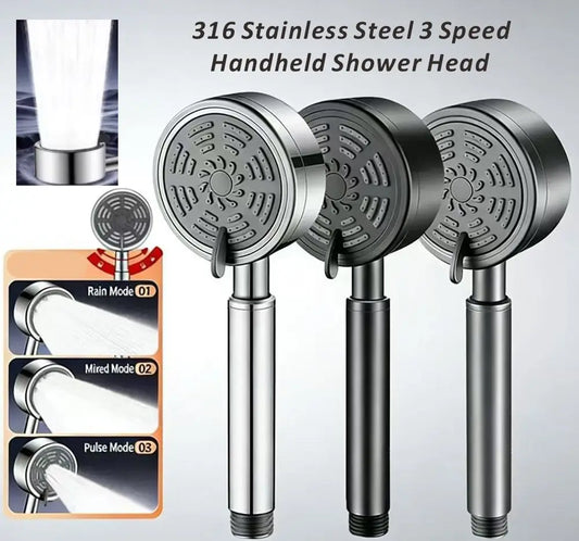316 Stainless Steel 3-Mode Handheld Shower Head | High Pressure Handheld Shower Head Oasis Select