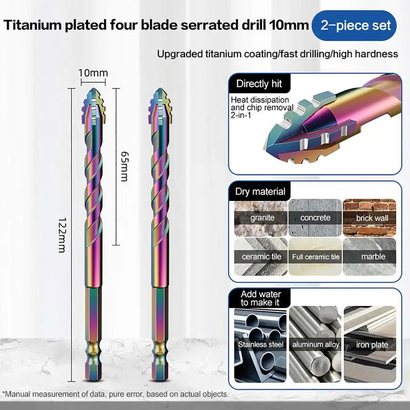 6–12mm Serrated Drill Bit Set – Glass, Tile, Concrete & Metal