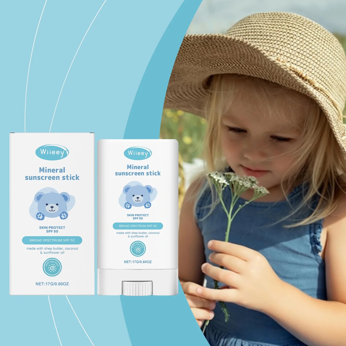 Children's Mild Sunscreen Stick Refreshing Not Irritating SPF 50+ Prevent UVA/UVB Sunburn Moisturize Children Nourish Sunscreen Peaceful Pleasures Health and Wellness