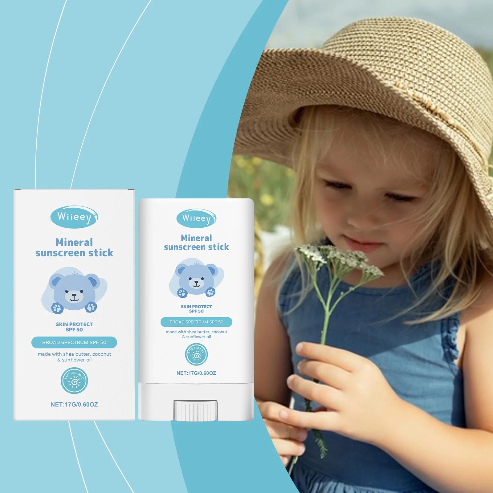 Children's Mild Sunscreen Stick Refreshing Not Irritating SPF 50+ Prevent UVA/UVB Sunburn Moisturize Children Nourish Sunscreen Peaceful Pleasures Health and Wellness