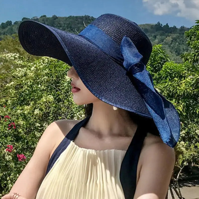 Women's Wide Brim Straw Sun Hat – UV Shield Beach Floppy Hat