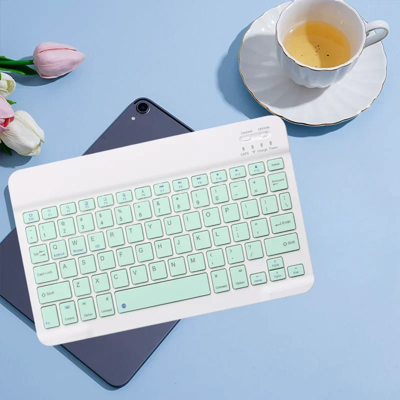 Wireless Keyboard Bluetooth-compatible Keyboard Rechargeable for iPad iPhone Tablet Laptop Compatible with Android/Windows/iOS Peaceful Pleasures Health and Wellness Green keyboard