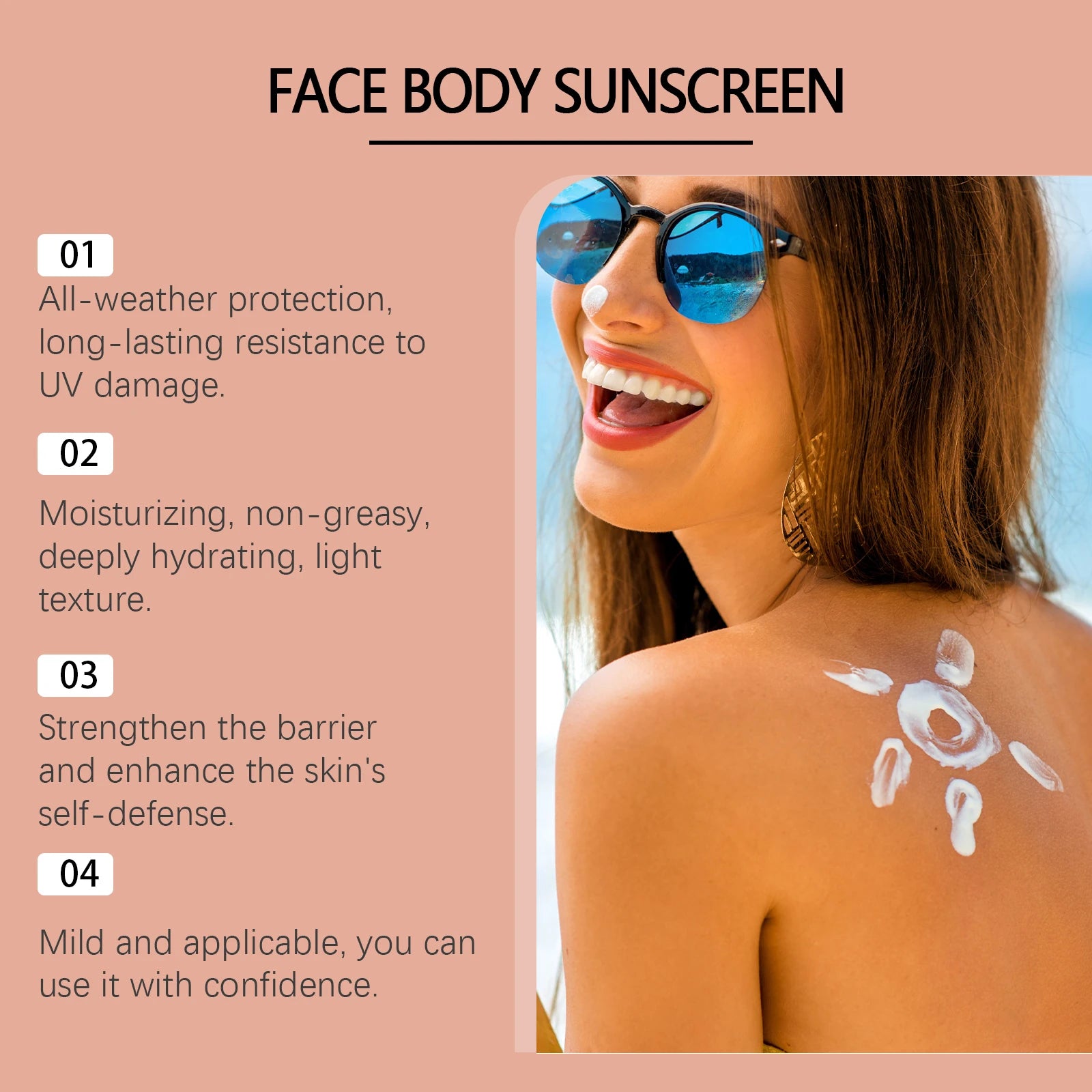 Facial Body Sunscreen UV Protection Waterproof Oil Control Sunblock Moisturizing Brightening Refresh Summer Anti Sunburn Spf30+ Peaceful Pleasures Health and Wellness