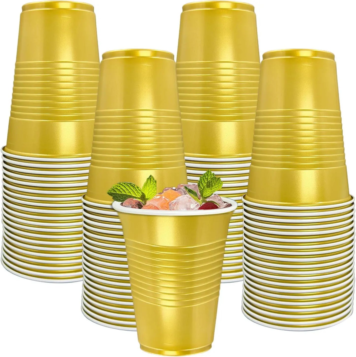 60 Pack 16 oz Plastic Party Cups Disposable Cold Drink Cups for Graduation Wedding Birthday Holiday Events Party Supplies Gift Peaceful Pleasures Health and Wellness 60 Gold 60Pcs