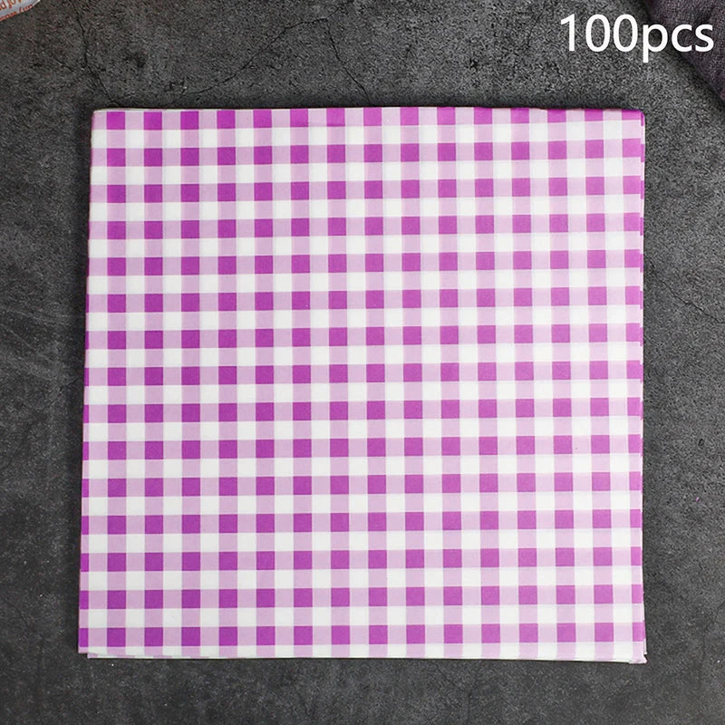 100Pcs Greaseproof Wax Paper Sheets | 7 Colors for BBQ & Picnic Food Wrapping Paper Peaceful Pleasures Health and Wellness purple 100pcs