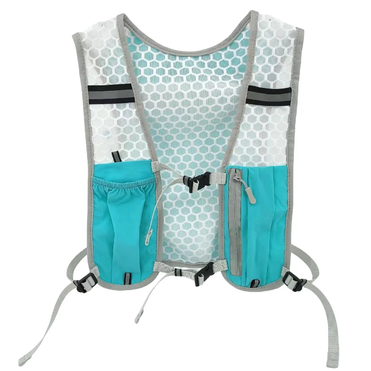 Lightweight Running Vest with Phone Holder New Reflective Hydration Water Chest Pack Storage for Sports Water Bottle Peaceful Pleasures Health and Wellness Blue