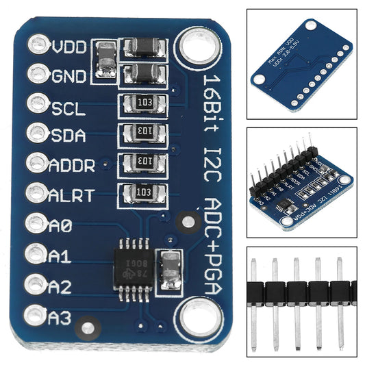 Analog to Digital Converter 16‑Bit I2C Development Board Analog to Digital Converter Module Peaceful Pleasures Health and Wellness Default Title