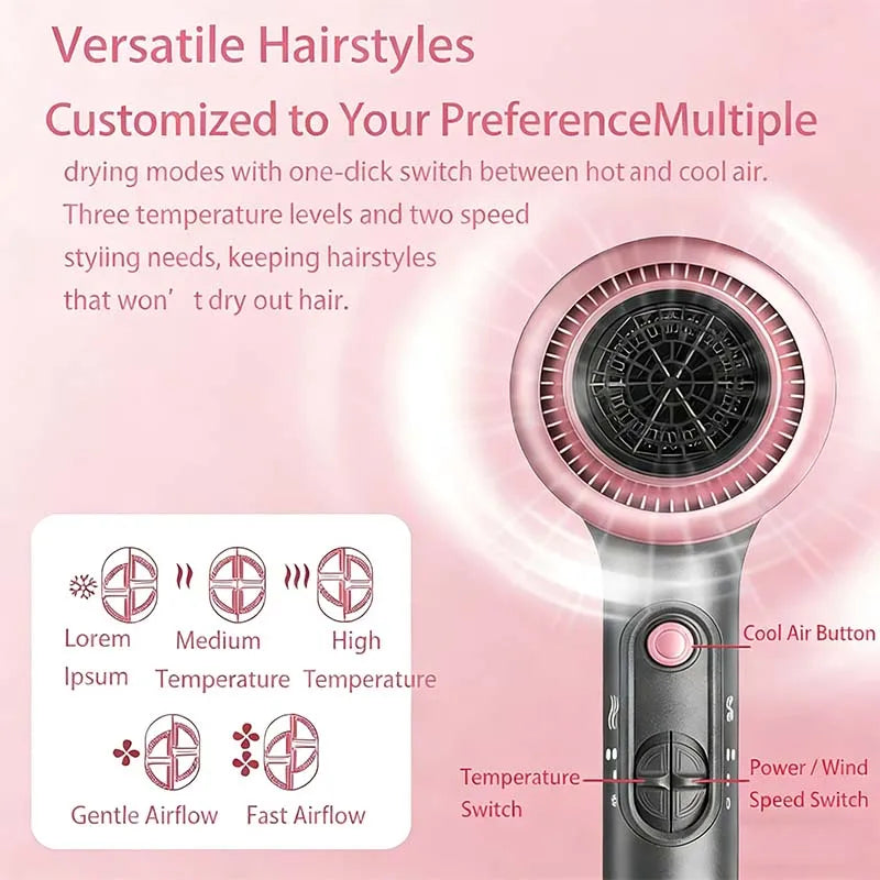 Cross-border Hot-Selling 1900W High-Power ABS Constant Temperature Household & Salon Use Hair Dryer Wholesale Peaceful Pleasures Health and Wellness