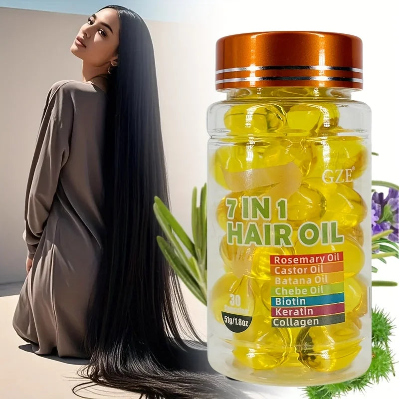 GZE 7-in-1 Hair Oil | Rosemary, Castor, Biotin & Collagen Hair Treatment Oil Peaceful Pleasures Health and Wellness