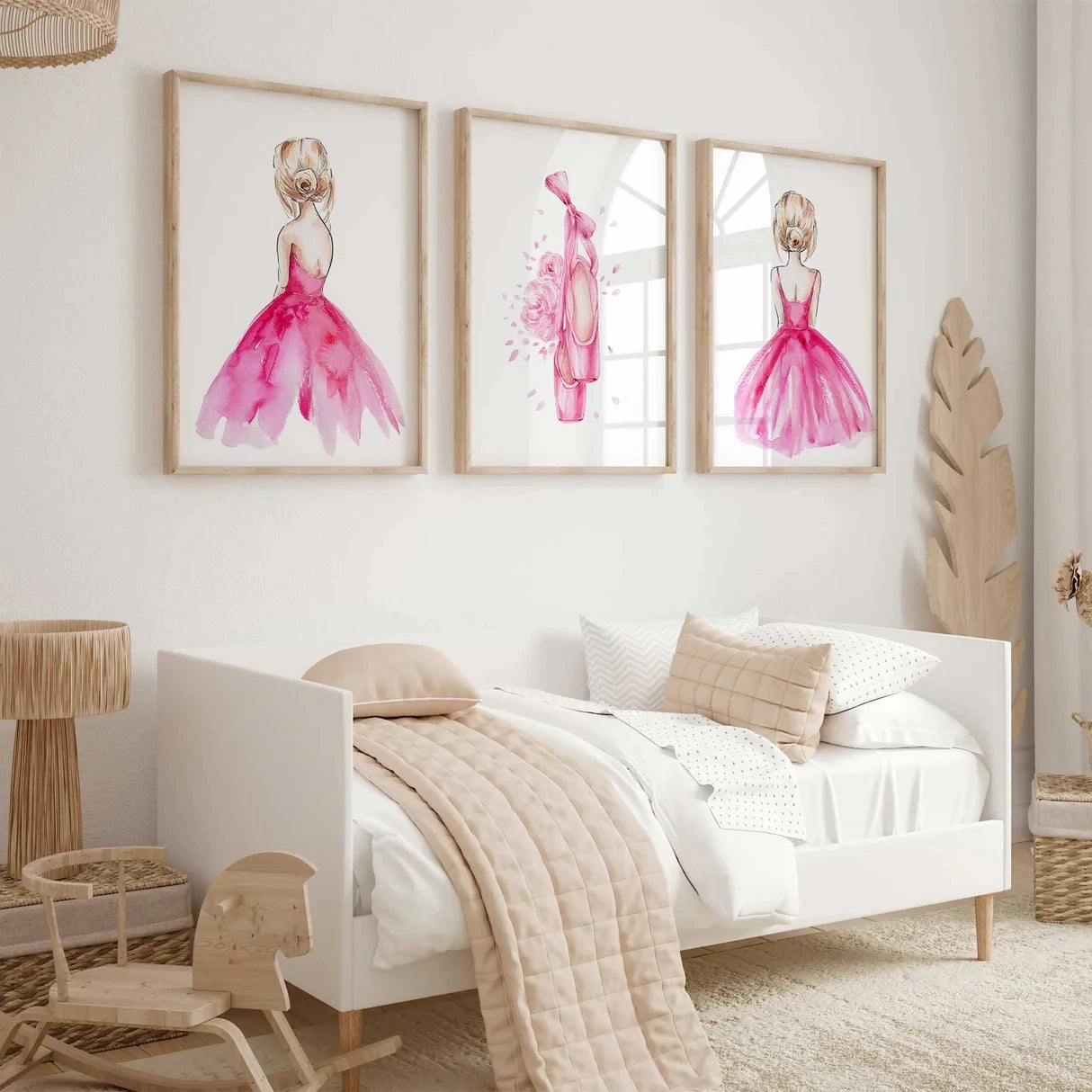 3-Piece Pink Ballet Canvas Wall Art | Girls Room Decor Print