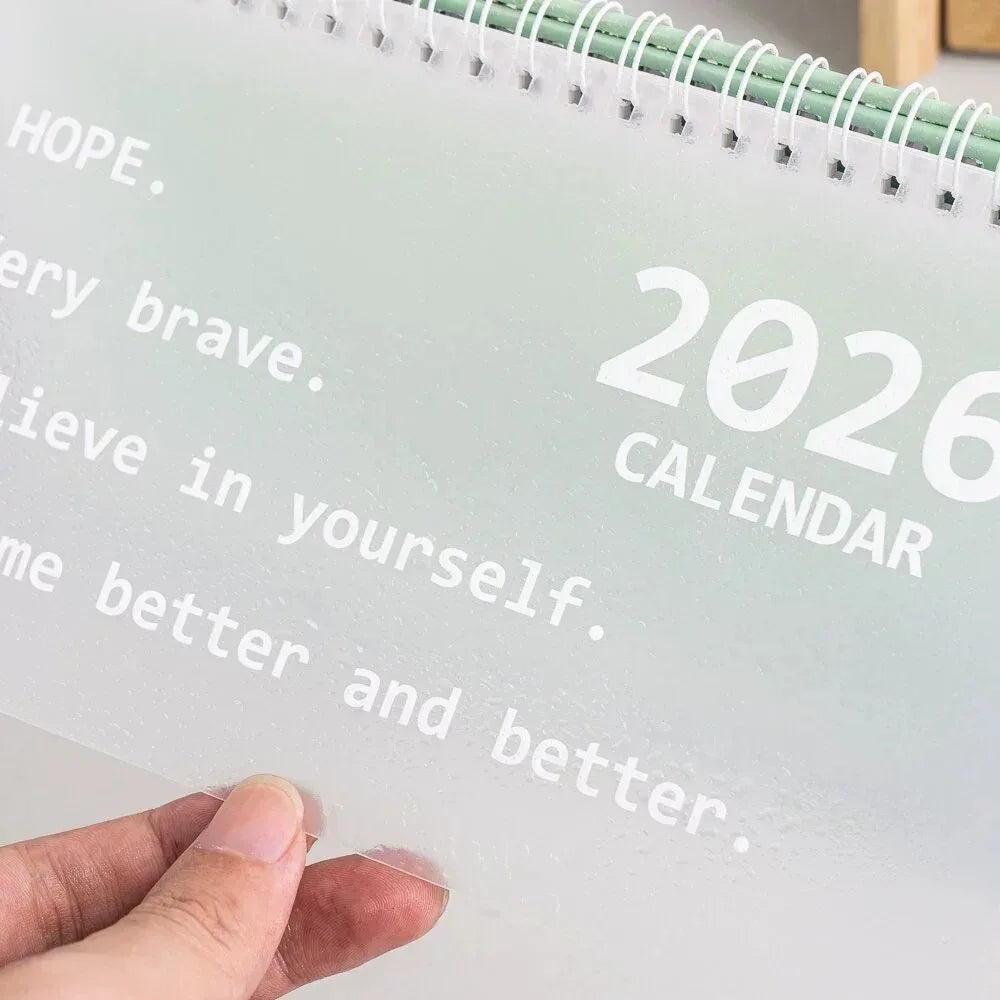 2026 Korean Calendar Simple, Fresh and Creative Desktop Decoration Plan Check in Notebook Peaceful Pleasures Health and Wellness