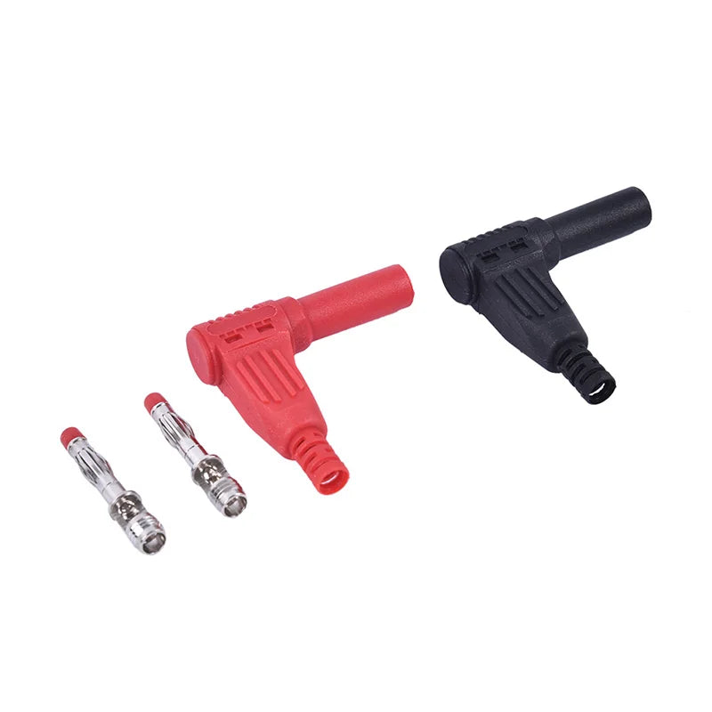 New 1pair 4mm Male Right Angle Insulation Wire Solder Type DIY Banana Plug Connector Peaceful Pleasures Health and Wellness
