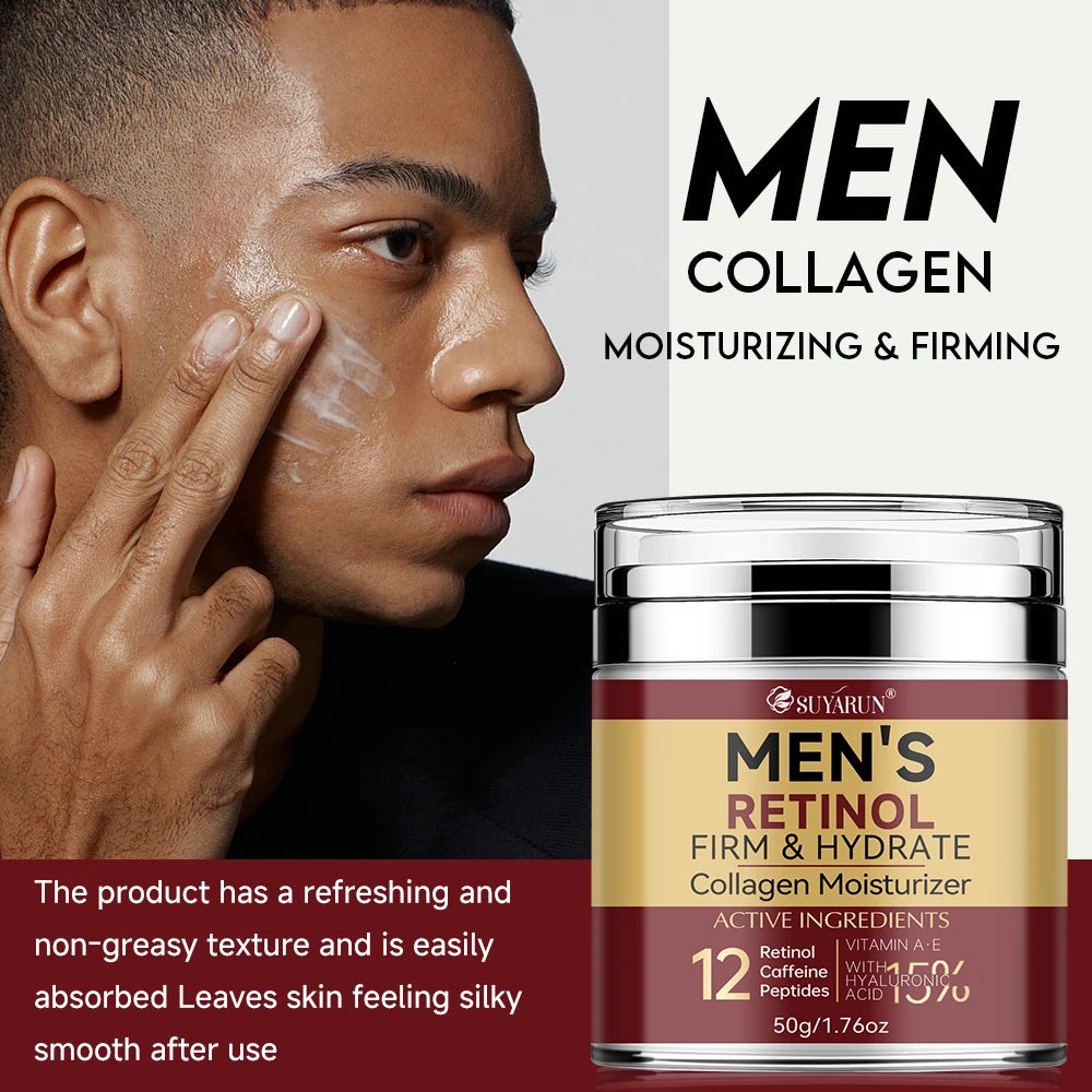 Collagen Retinol Men's Face Cream - Anti-Aging Wrinkle Reduction & Firming Moisturizer, Oil-Free Hydrating Skincare for Men. Peaceful Pleasures Health and Wellness
