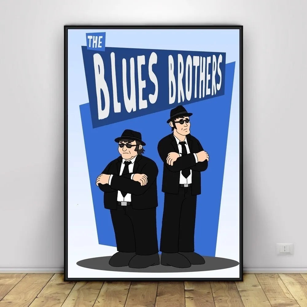 Vintage Blues Brothers Canvas Wall Art Classic Movie TV Show Poster Retro Print for Home Bedroom Living Room Decoration Peaceful Pleasures Health and Wellness 3 20x30cm Unframed