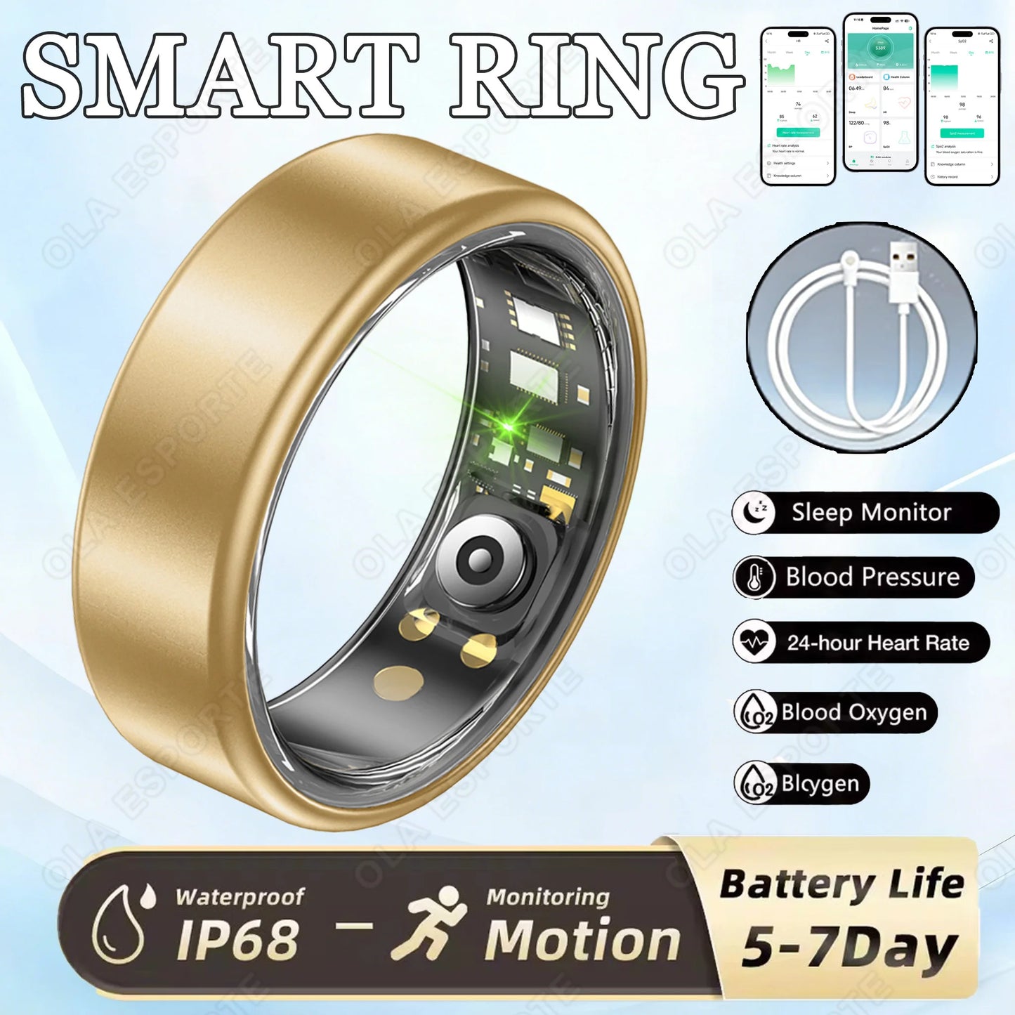 Smart Ring | Heart Rate, Sleep & SpO₂ Tracker | Android iOS