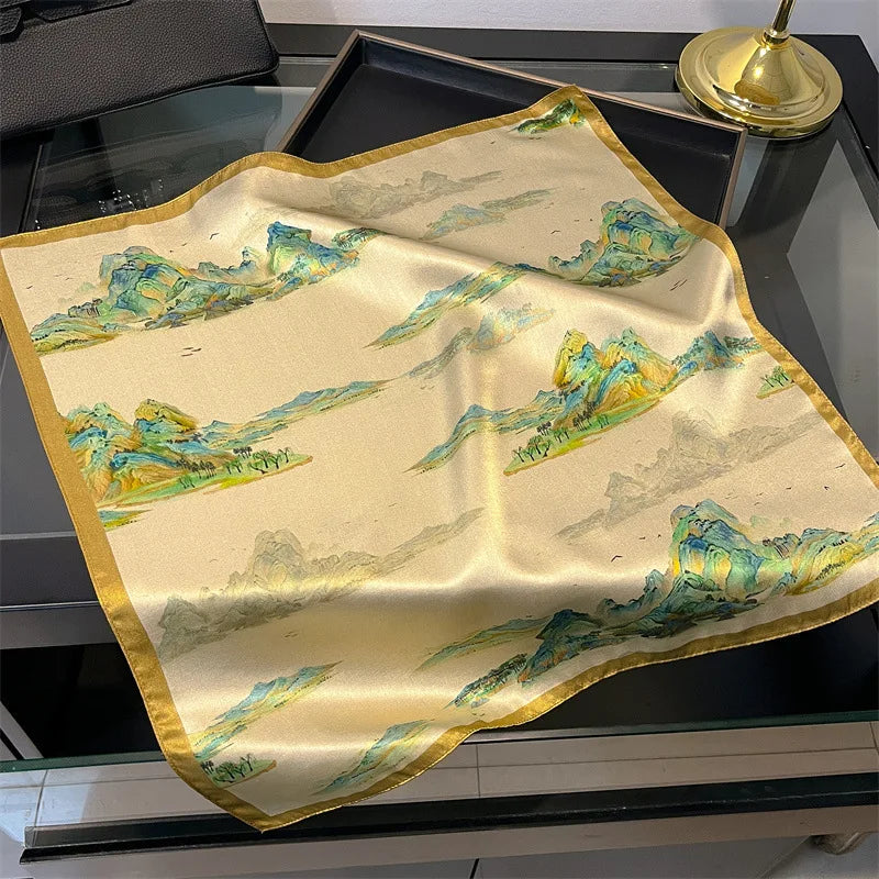 100% Mulberry Silk Lotus Floral Scarf – Women's Versatile Accessory