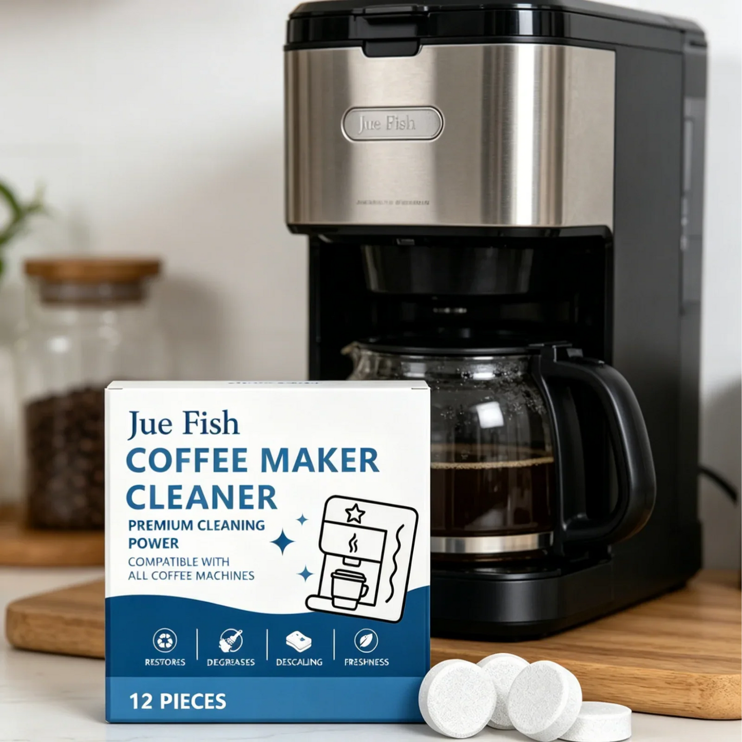 Jue-Fish Coffee Machine Cleaning Tablets 12-Pack | Descaler