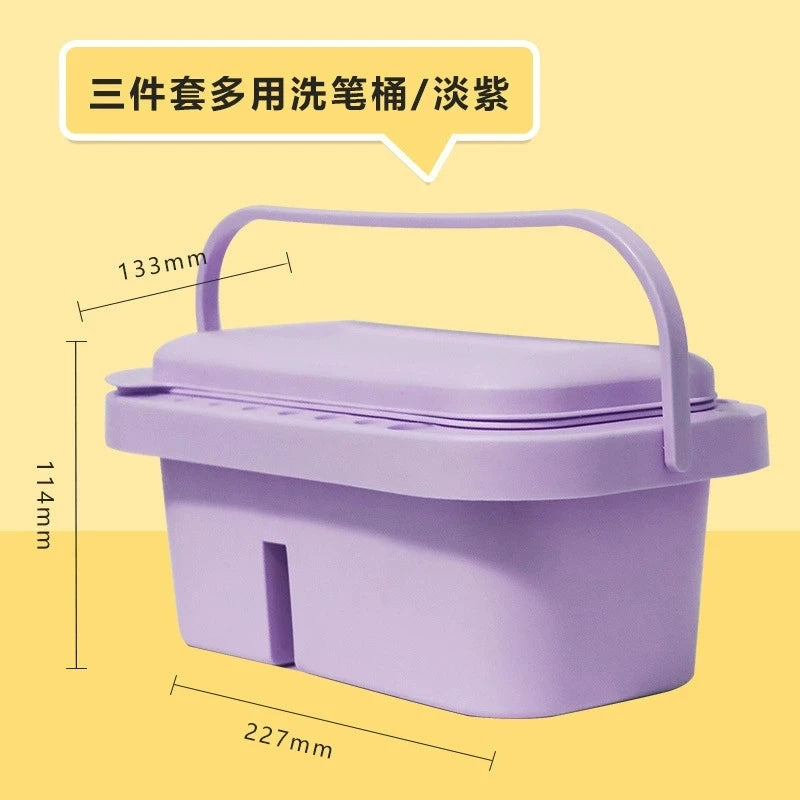 Multi-Use Paint Brush Basin with Holder, Palette & Lid