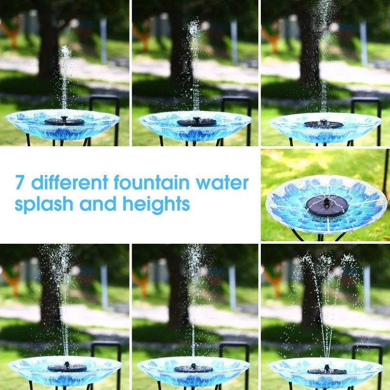 3W Solar Water Fountain – 7 Nozzles & LED Lights for Garden
